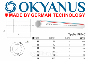 Труба водопроводная 20*4 м PPR-C OKYANUS