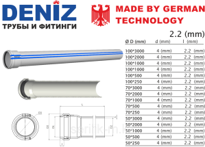 Труба канализационная 50*3000 OKYANUS