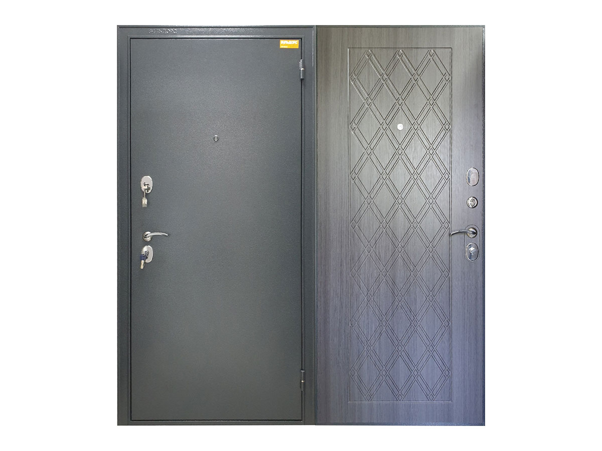 Входная дверь Бульдорс Е165 Ромбик Серый 2050x960 мм, железо, сталь, правая сторона