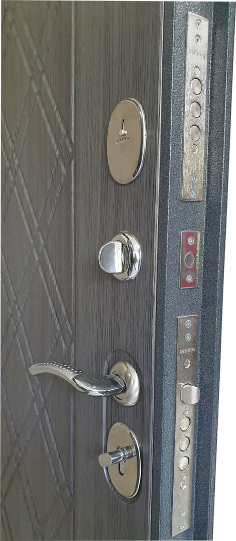 Входная дверь Бульдорс Е165 Ромбик Серый 2050x960 мм, железо, сталь, правая сторона